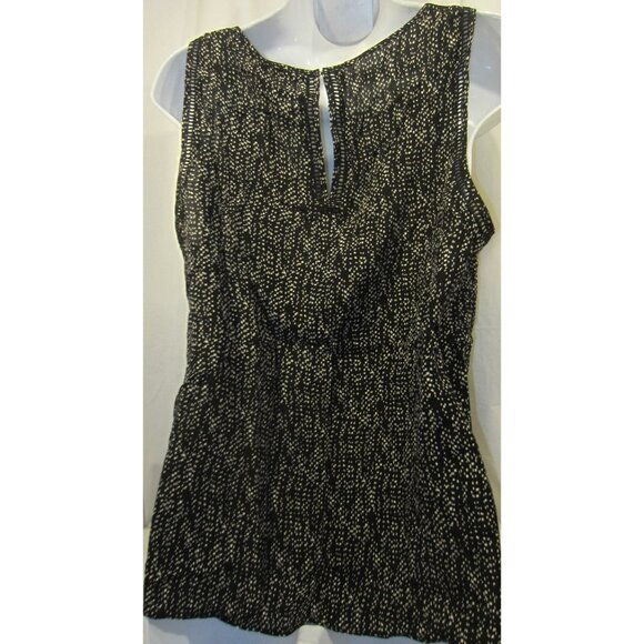 GREYLIN Leeman Keyhole silk blouse WOMEN L Black white - Picture 3 of 6